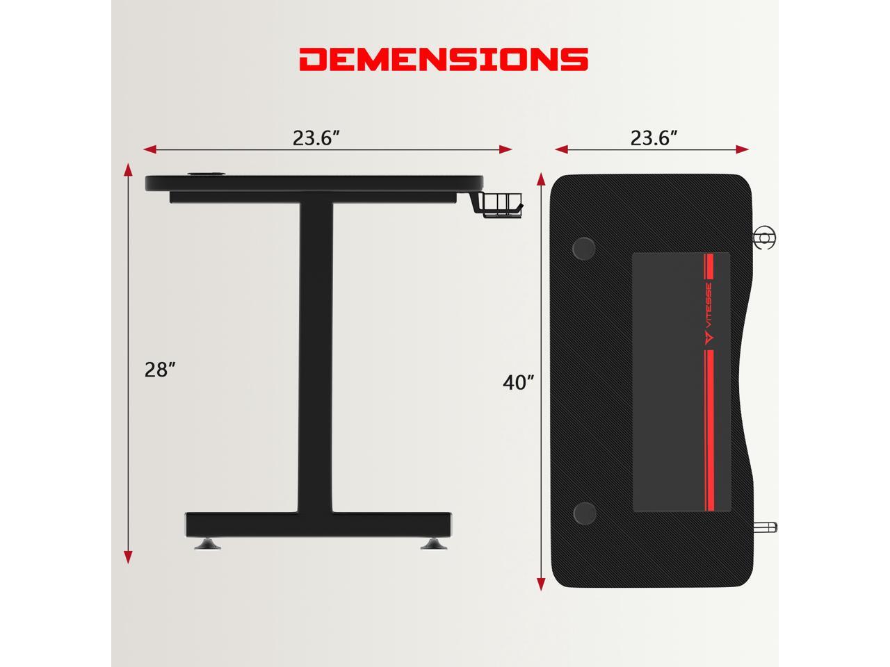 Vitesse 40 inch Gaming Desk, Ergonomic Office PC Computer Desk with