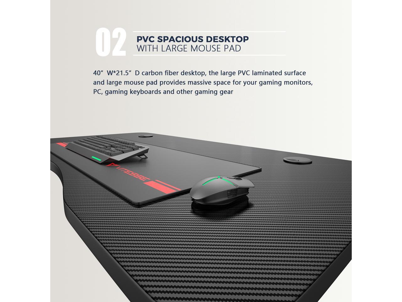 Vitesse 40 inch Gaming Desk, Ergonomic Office PC Computer Desk with