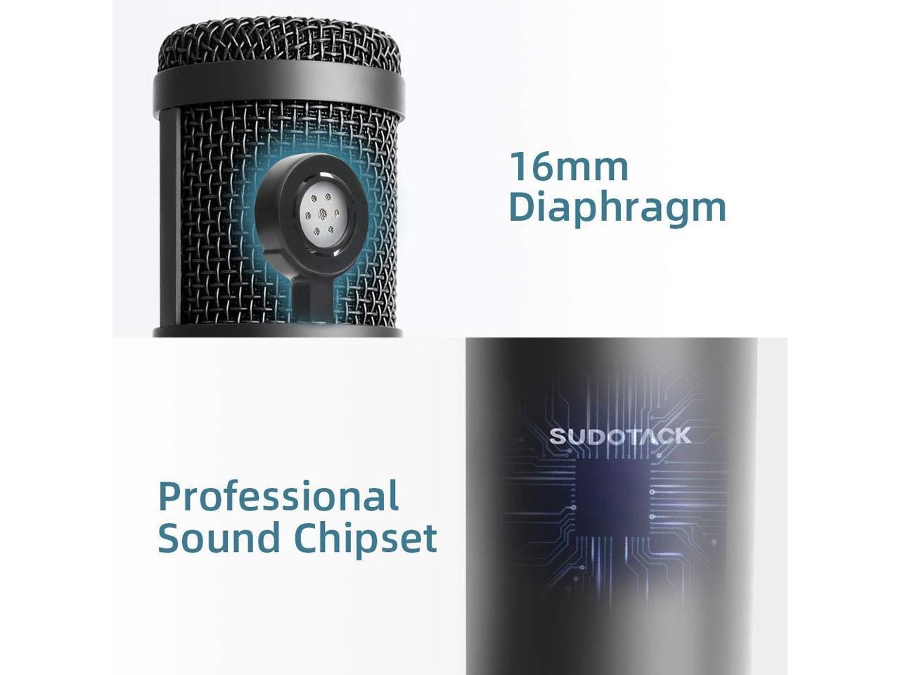 USB Streaming Podcast PC Microphone, SUDOTACK Professional 192kHz/24bit