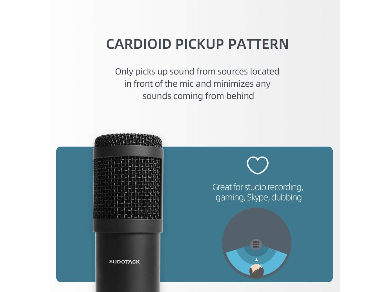 USB Streaming Podcast PC Microphone, SUDOTACK Professional 192kHz/24bit