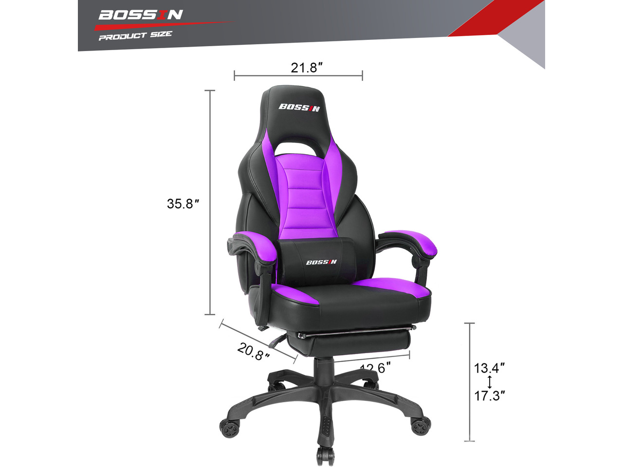 BOSSIN Racing Style Gaming Chair Computer Desk Chair with