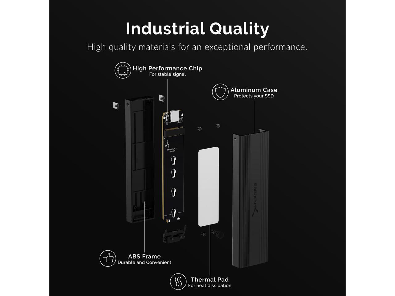 Sabrent USB 3.2 TypeC ToolFree Enclosure for M.2 PCIe NVMe and SATA