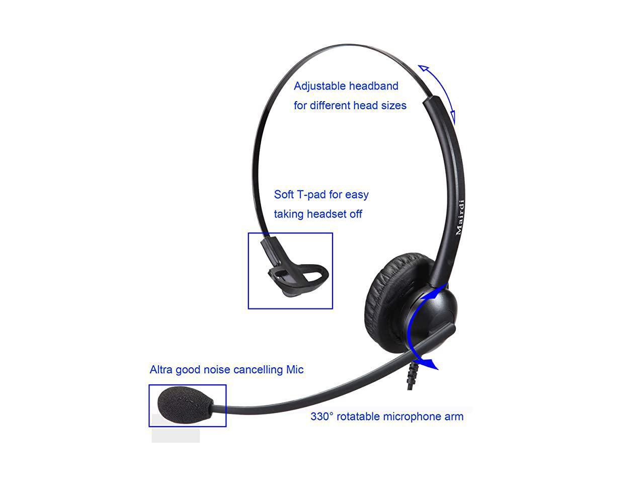Headset with RJ9 Jack for Cisco Phone Including 35mm Connector for Cell