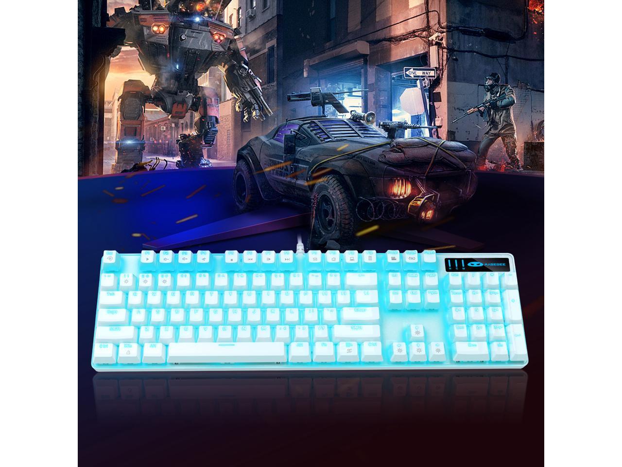 Mechanical Gaming Keyboard and Mouse Combo Blue Switch 104 Keys Blue