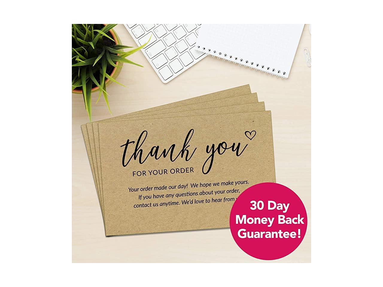 50 Large 4x6 Thank You For Your Order Cards Bulk Kraft Postcards