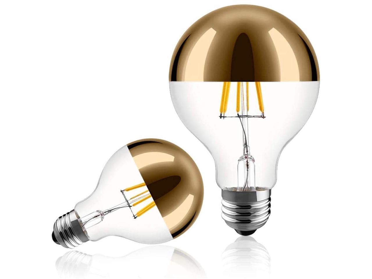 Half Chrome Light Bulb 6W (60W Equivalent) Dimmable LED Edison Bulb G80