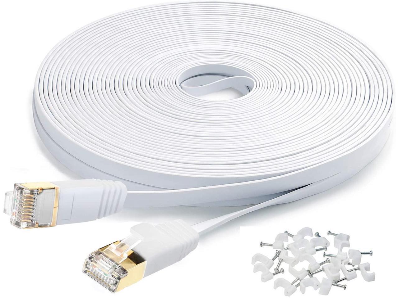 Cat7 Flat Cable, 50 Ft 10 Gigabit High Speed Solid Computer
