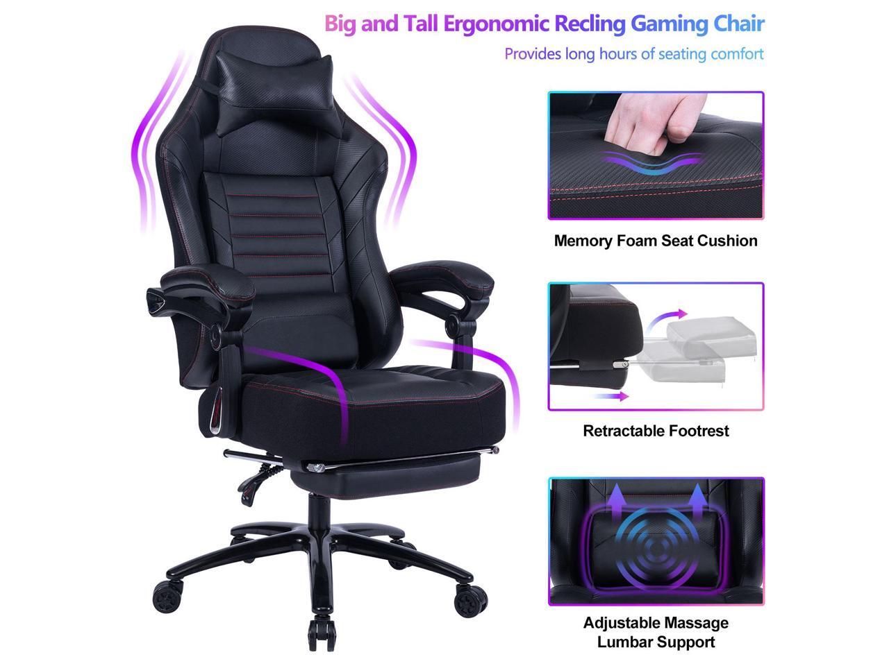 KILLABEE Big and Tall 400lb Massage Memory Foam Gaming Chair