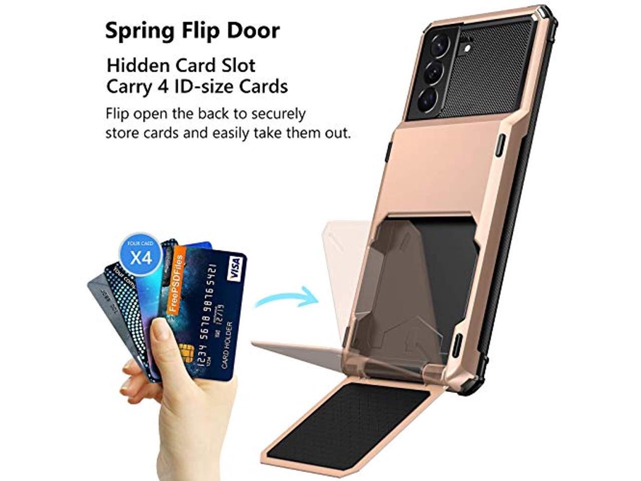 For Galaxy S21 Plus Case S21+ Wallet 4Card Flip Cover Credit Card Holder Slot Back Pocket Dual