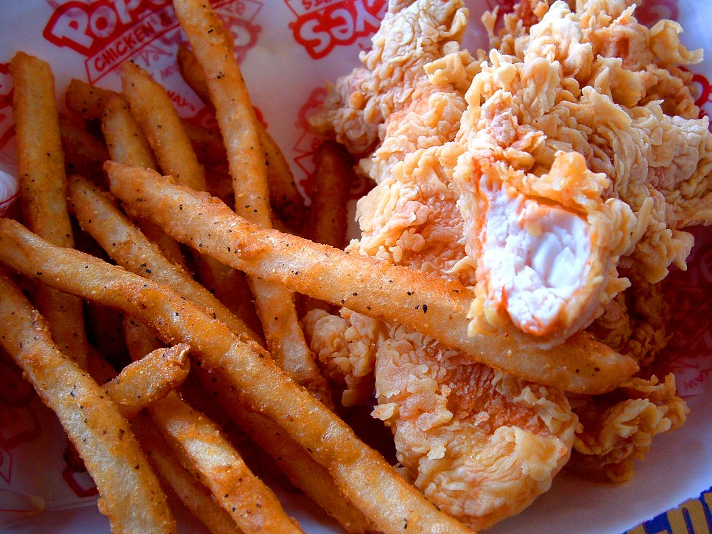 Popeyes Spicy Strips with battered cajun fries! johnpittsburgh