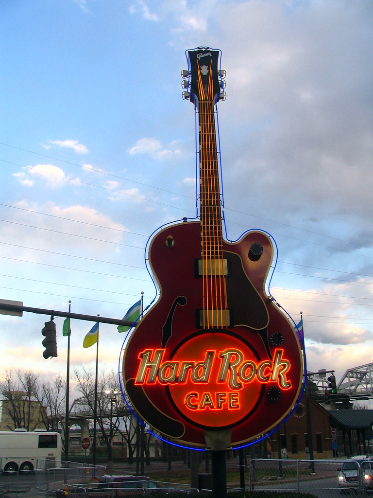 Hard Rock Cafe guitar neon sign Nashville On Broadway be… Flickr