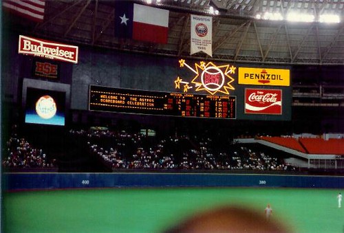 AstrodomeHR Old Astrodome scoreboard, home run. Mike Flickr