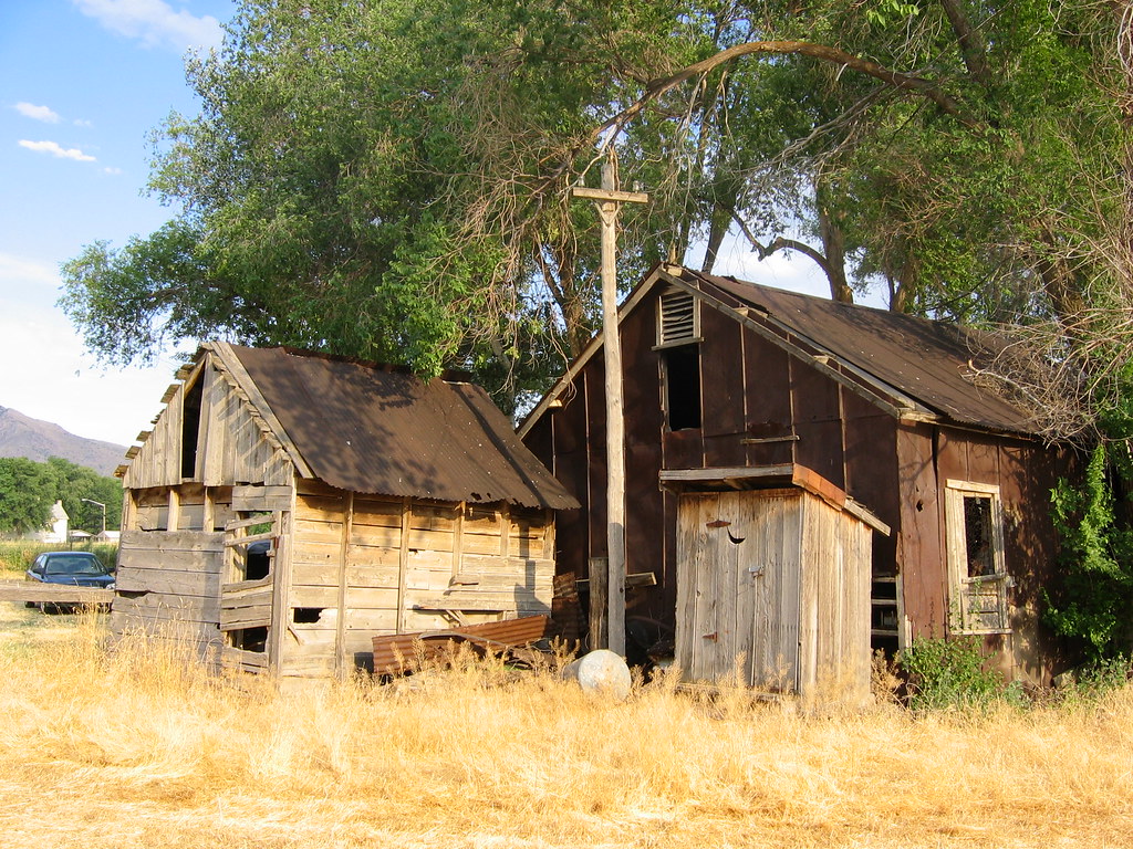 Old Wood Buildings An old storage shed, outhouse, and work