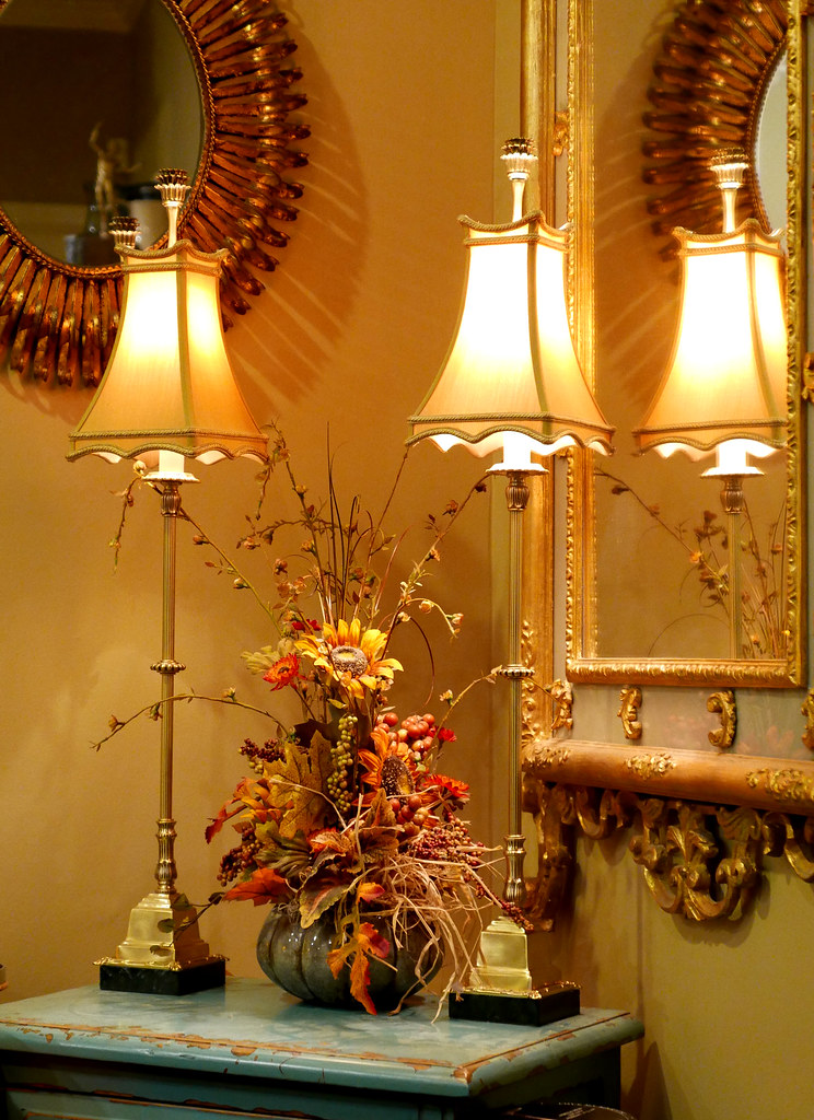 Stunning Pair Chelsea House Brass Tall Buffet Lamps *Original Retail