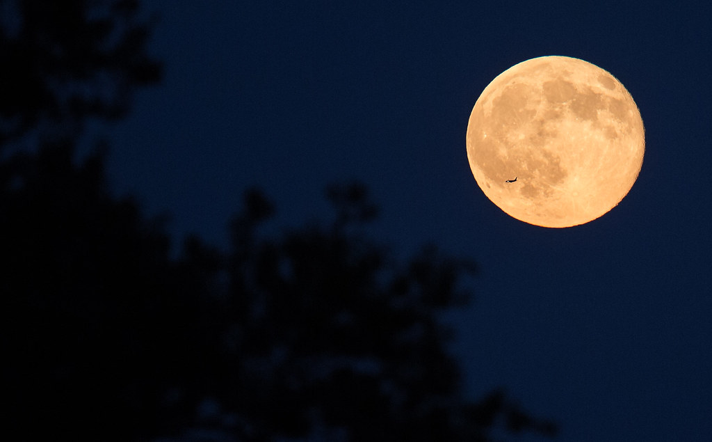 Full Moon (201507310004HQ) A plane is seen flying in front… Flickr