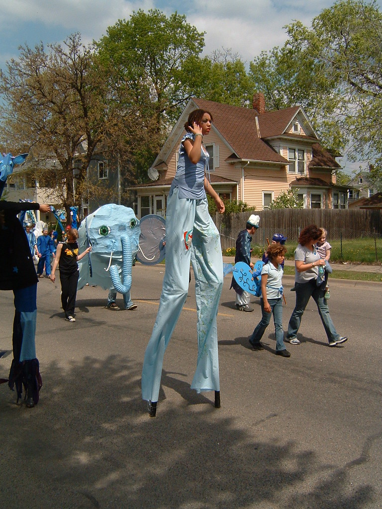 blue girl on stilts Stilts! Michael Hicks Flickr