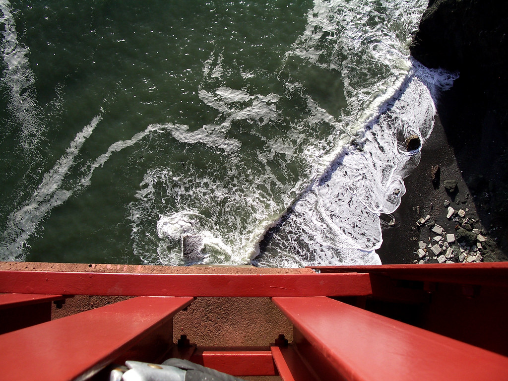 Looking Down from the Golden Gate Bridge That's really far… Flickr