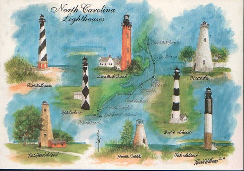 NC Lighthouses Map Faintly shows map of coast and where th… Flickr