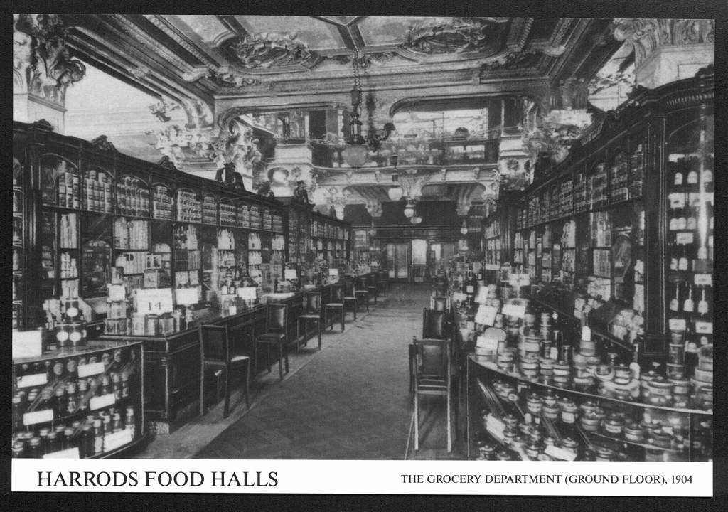 Harrods Food Hall Grocery department 1904 (scan from postc… Flickr