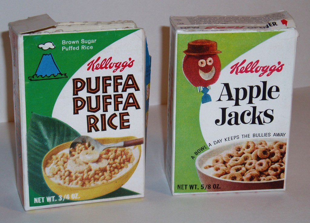 Puffa Puffa Rice & Apple Jacks Snack pack boxes 1970's Flickr
