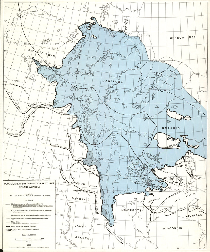 Maximum extent and major features of Lake Agassiz (1983) Flickr
