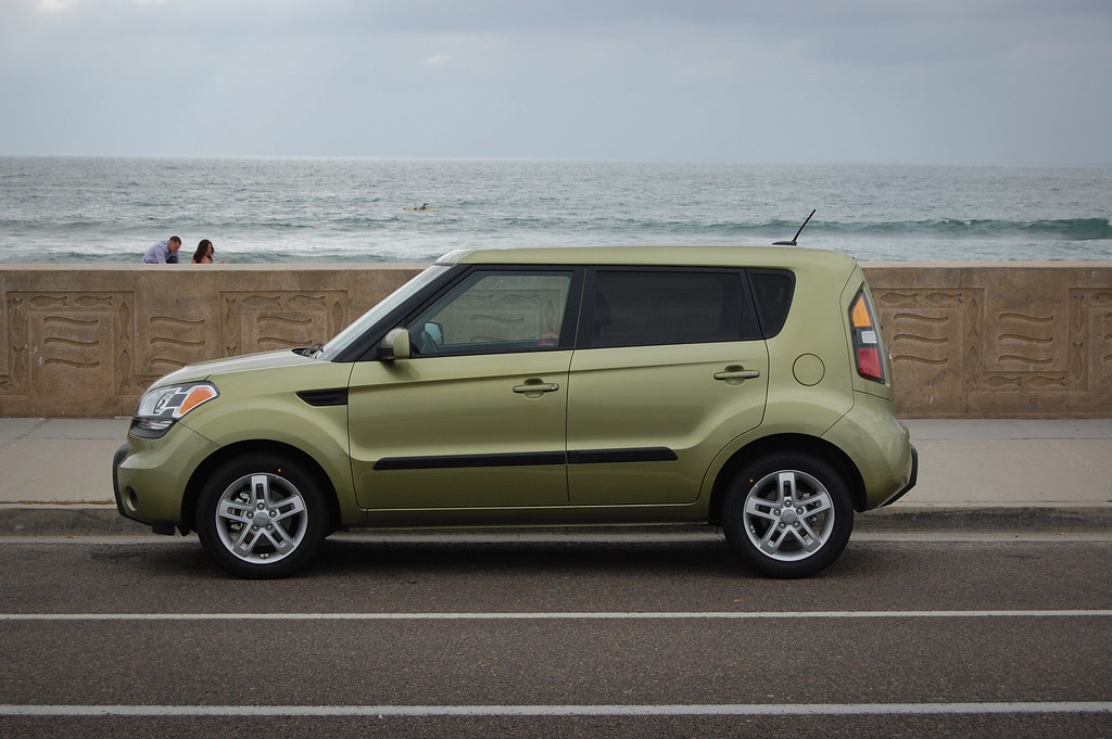 Lime green Kia Soul San Diego rent a car. Outside the hote… Flickr