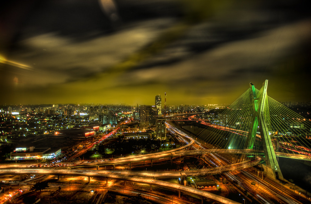 Octavio Frias de Oliveira Bridge in Sao Paulo, Brazil from