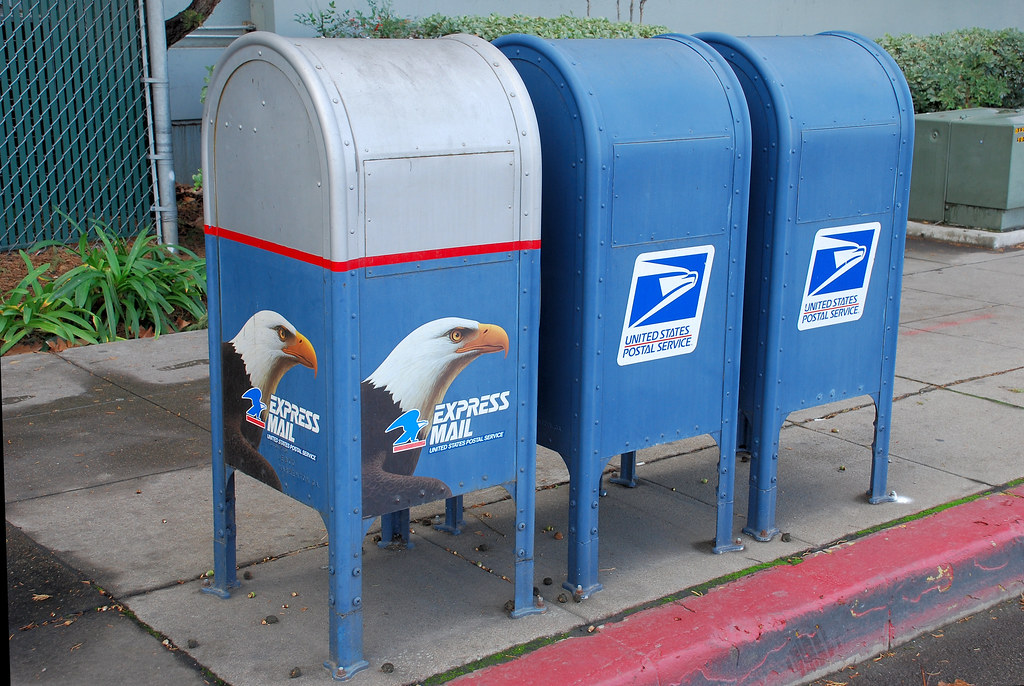 Express Mail U.S. Mail boxes, one carrying the Express Mai… Flickr