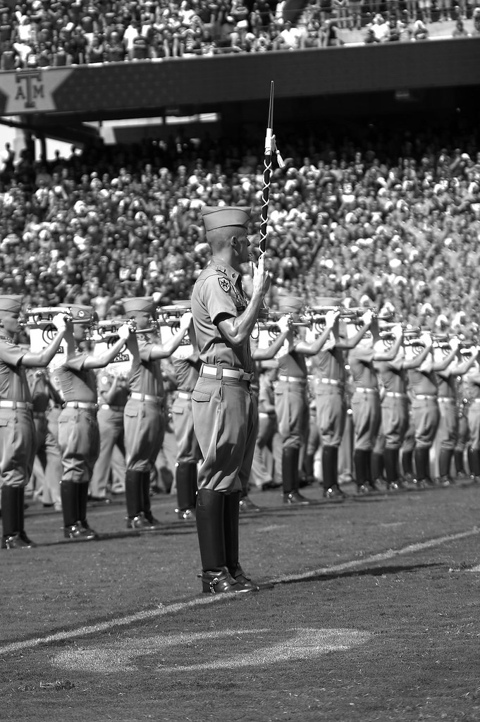 Drum Major in Black & White Fightin' Texas Aggie Band's ha… Flickr