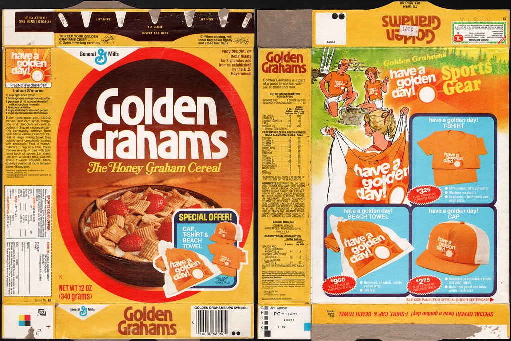 General Mills Golden Grahams cereal box Cap TShirt Be… Flickr