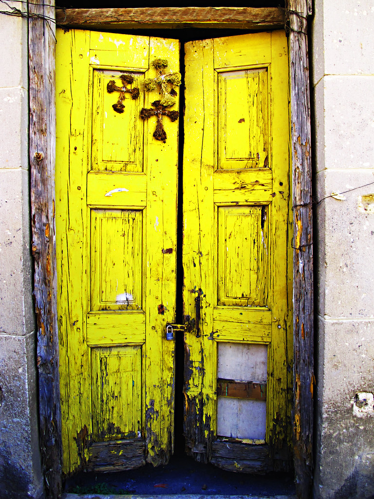 The Three Crosses on the yellow door Rodolfo Anzaldua Flickr