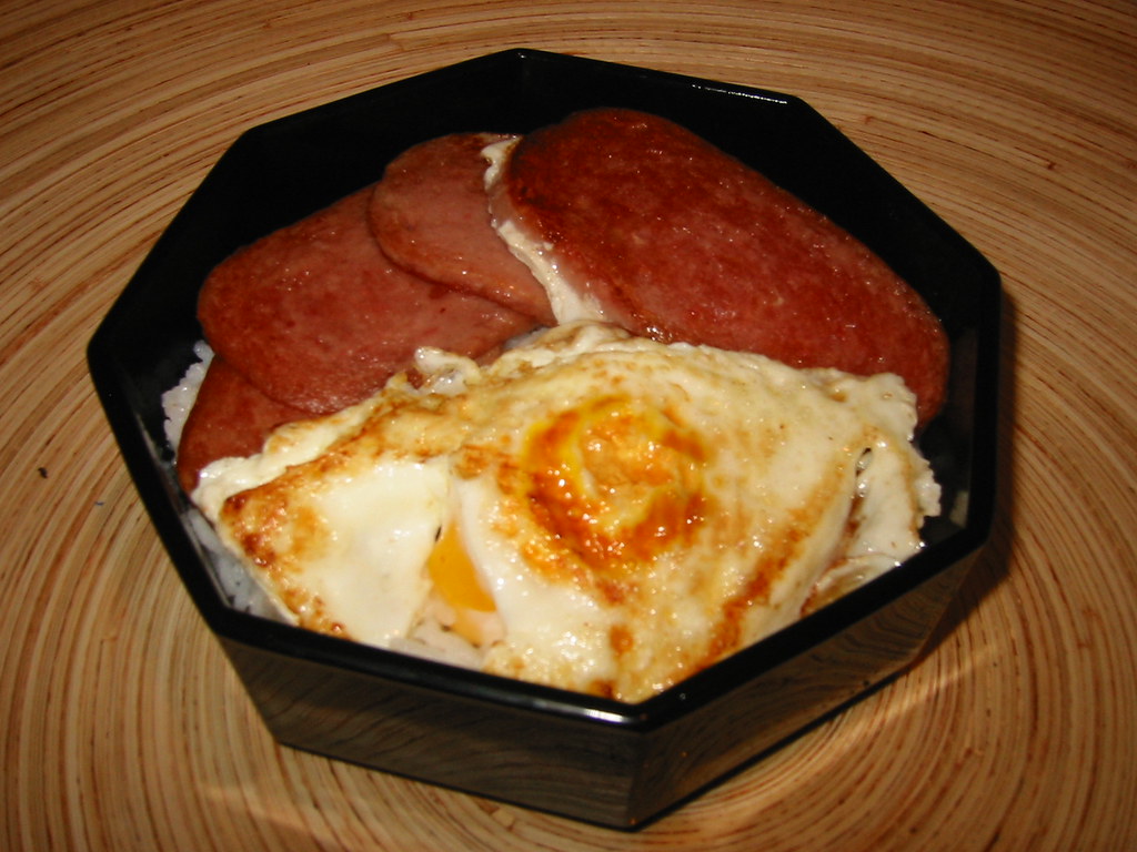 Spam and Eggs 3 Pan fried SPAM and egg lain in a pretty pa… Flickr