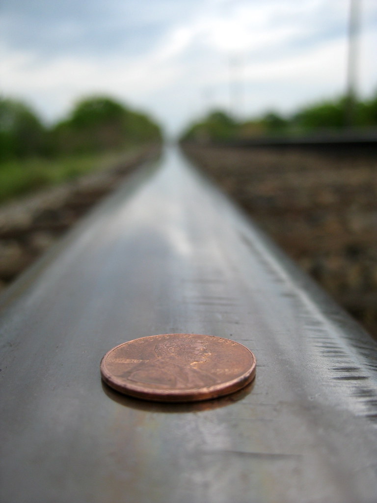Minneapolis penny on the train tracks about to be flatten… Flickr