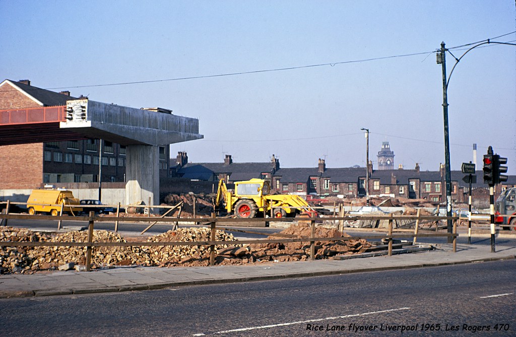Rice Lane flyover construction, Liverpool, 1965. Dave Rogers Flickr