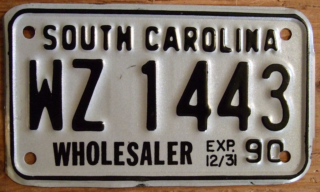 SOUTH CAROLINA 1990 WHOLESALER LICENSE plate This plate… Flickr
