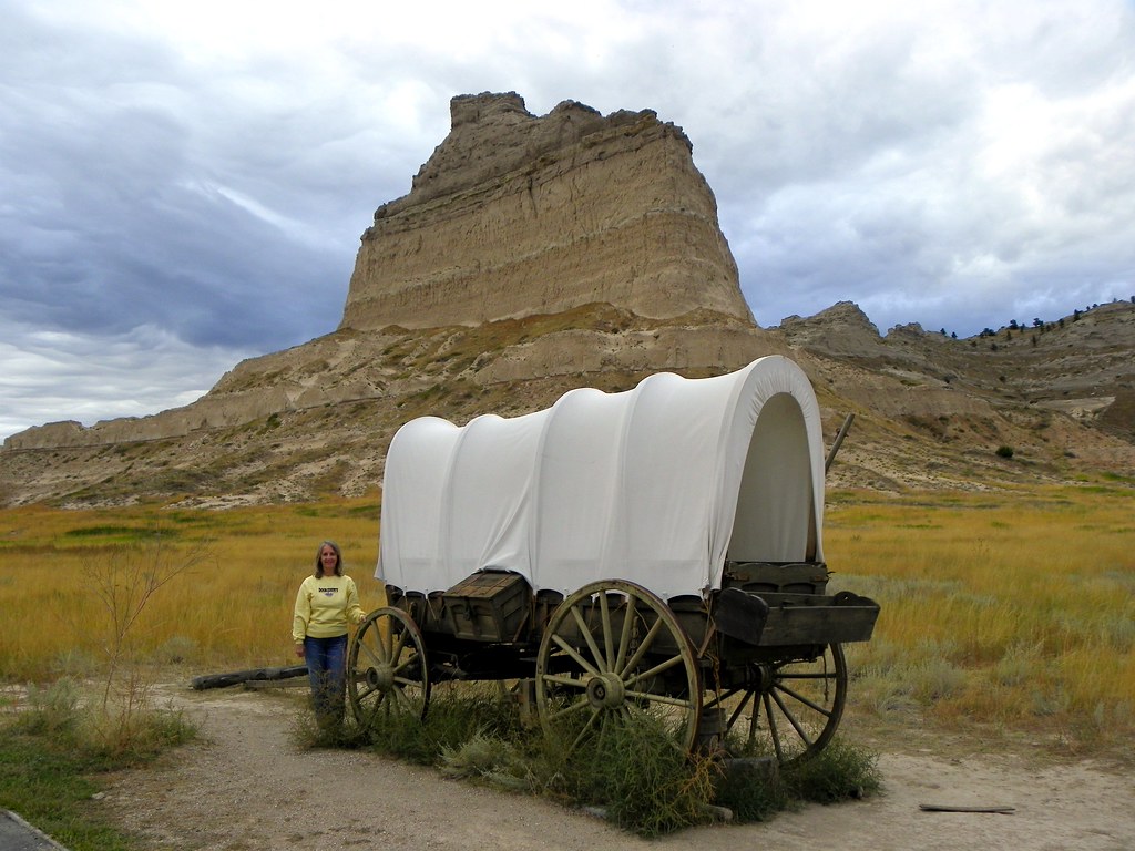 Karen with Murphy Covered Wagon Scotts Bluff National Monu… Flickr