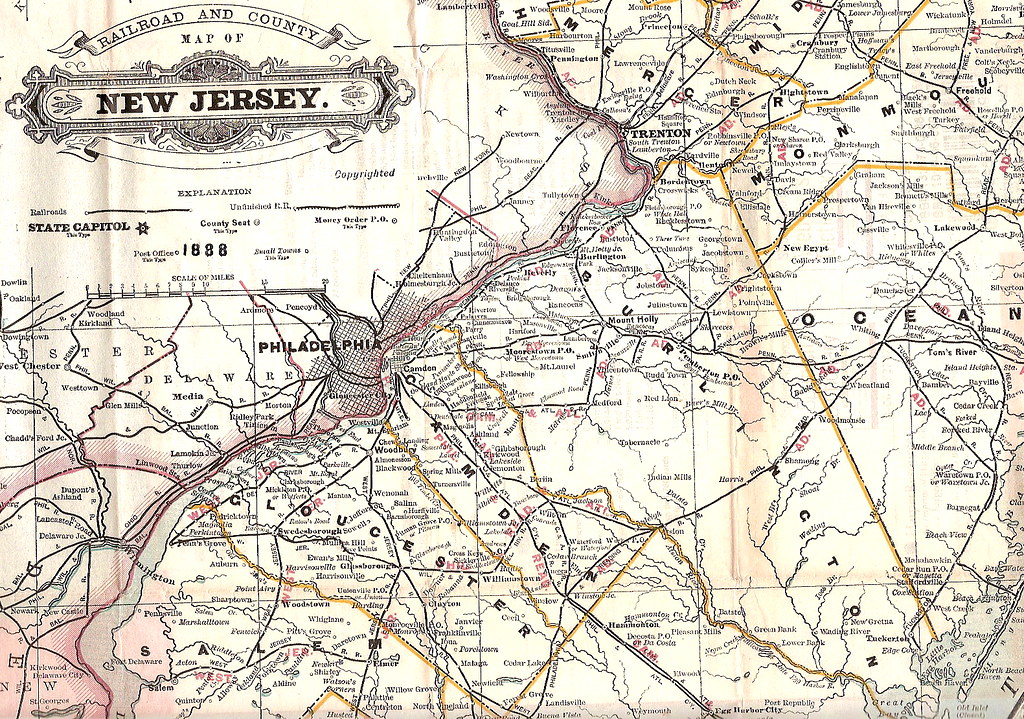 1888 South Jersey RR Map 1888 map showing Rail Roads in So… Flickr