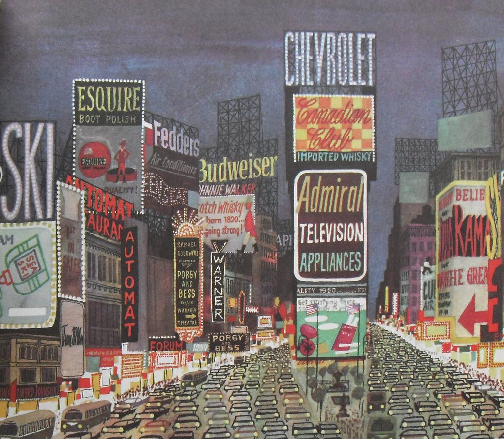 Times Square 1950s Vintage Illustration New York City Nort… Flickr