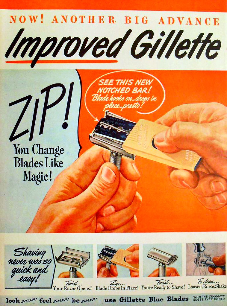 1940s GILLETTE Blades Razor illustration vintage advertise… Flickr