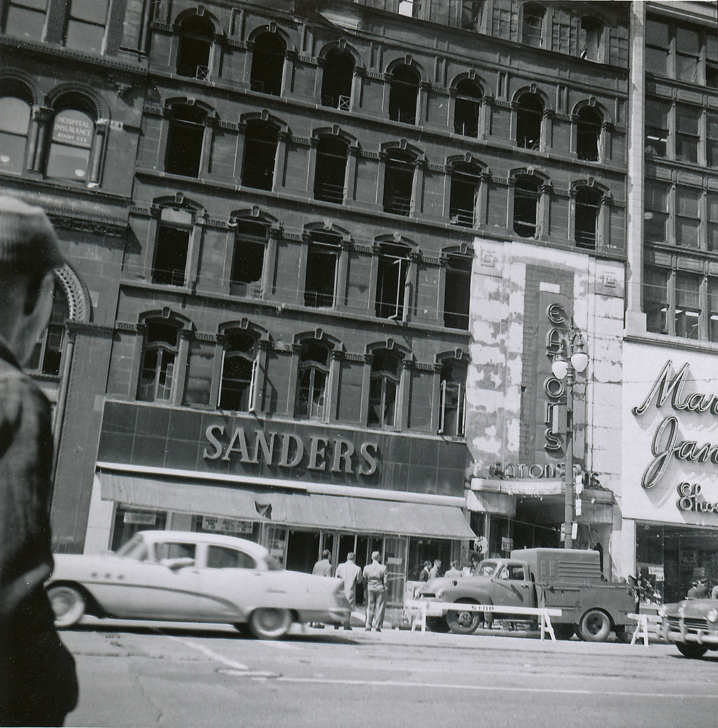 Sanders Store damaged by firelate 1950s Downtown Detroit cam phone