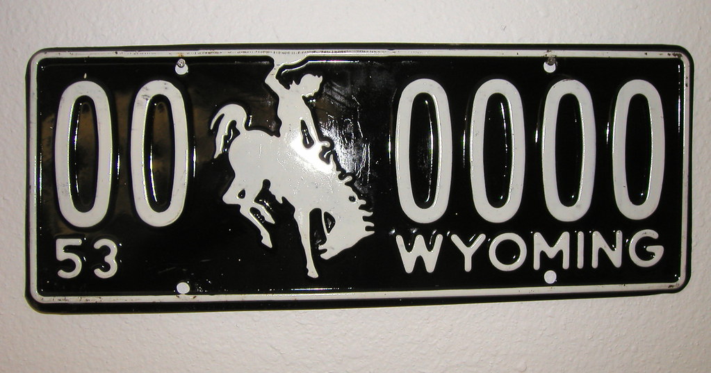 1953 Wyoming sample license plate 000000 format Wyoming s… Flickr