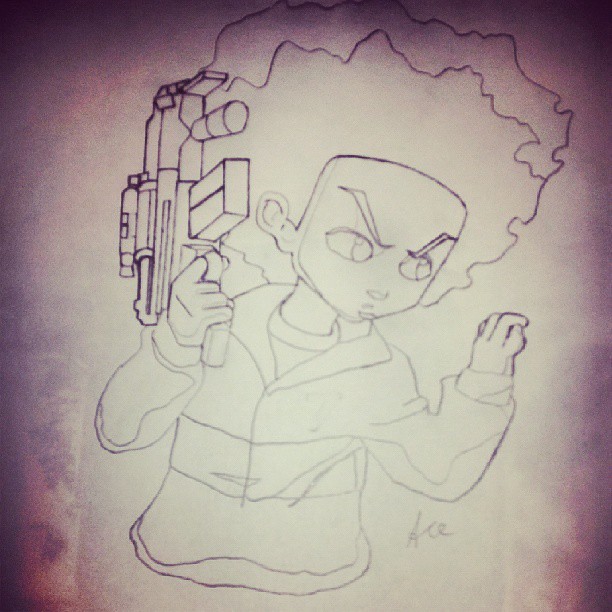 Just finish Huey Boondocks tattoodesign Outline draw… Flickr