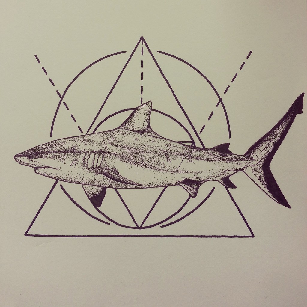 Geometric Shark Shark pointillism piece, geometric tattoo… Flickr