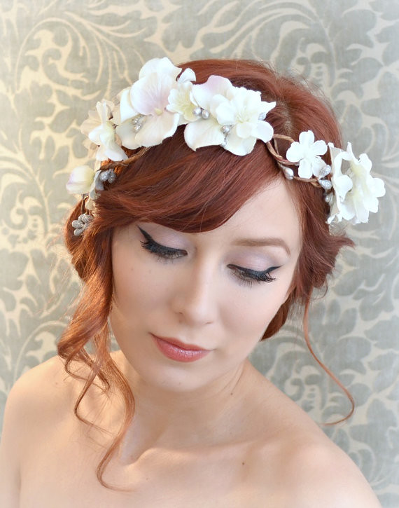 Wedding wreath, bridal flower crown, white flower headpiec… Flickr