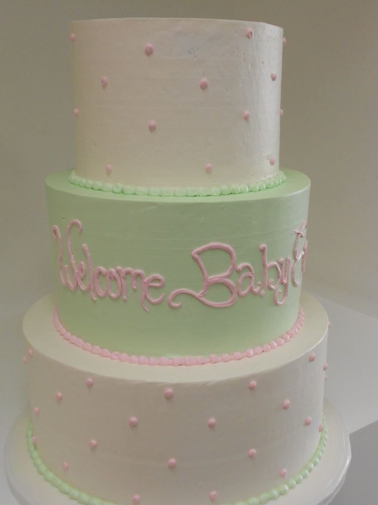 Pink and green baby shower cake (2235) www.asweetdesign.in… Flickr