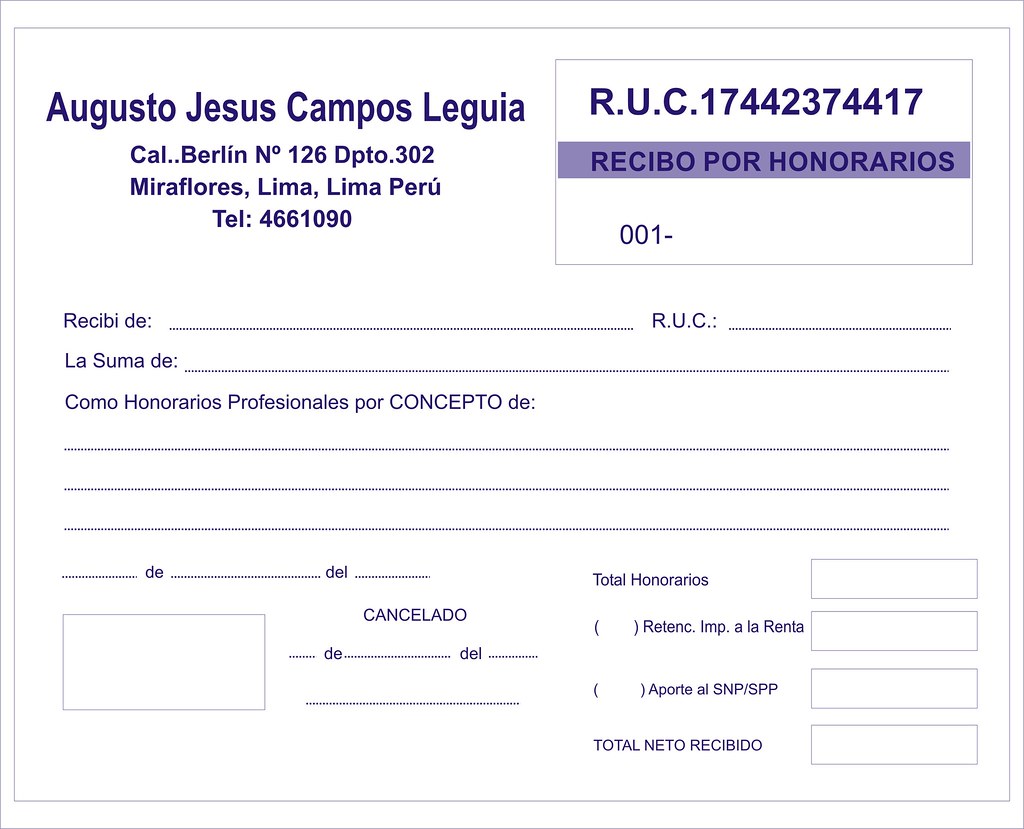 RECIBO DE HONORARIOS PARA AVISO NUEVO FORMATO SIMPLE Flickr