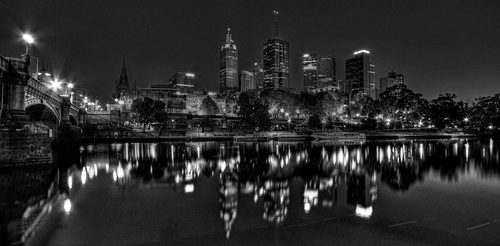 Melbourne City Reflections B&W Black & white version of … Flickr