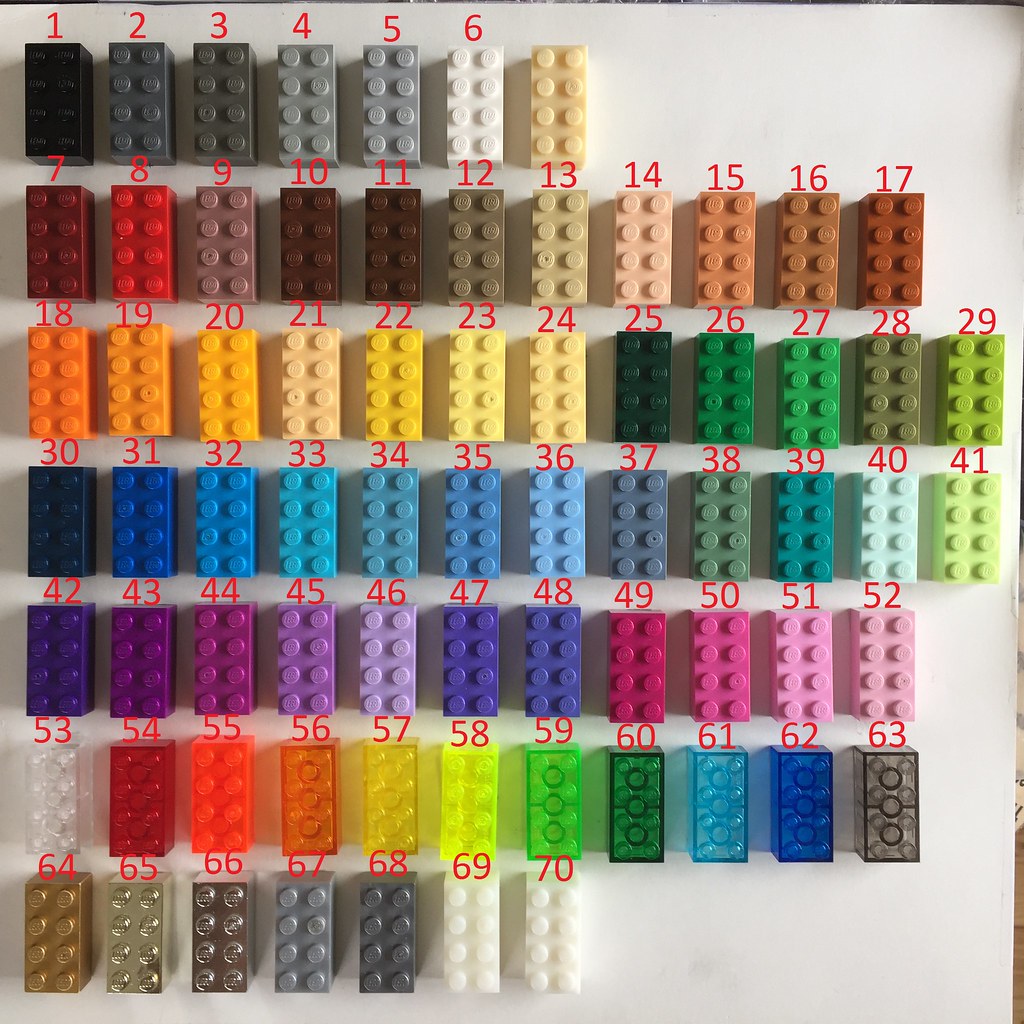 Lego 3001 Color chart update 70 colors 1.black 2. Dark Bl… Flickr