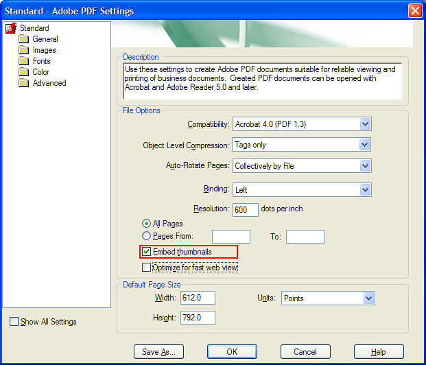 Adobe Acrobat Distiller How to Embed Thumbnails in PDFs