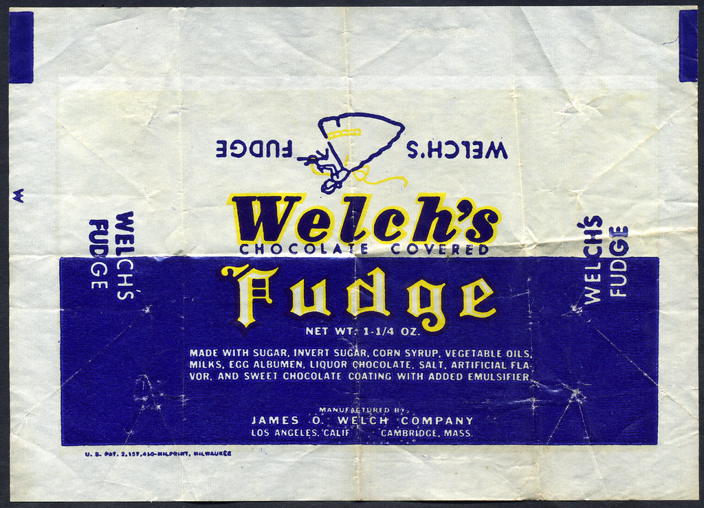 Welch's Chocolate Covered Fudge candy bar wrapper 19… Flickr